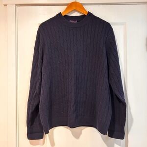 Allen Solly Navy Cable Knit Merino Wool Cashmere Sweater Men's Medium Old Money